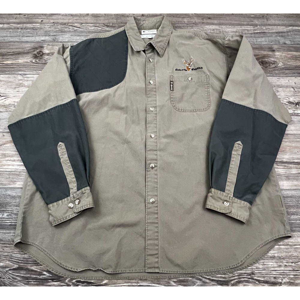Columbia Mens Button Up‎ Shirt Beige XXL Briarshun Hunting Gorpcore CabinCore